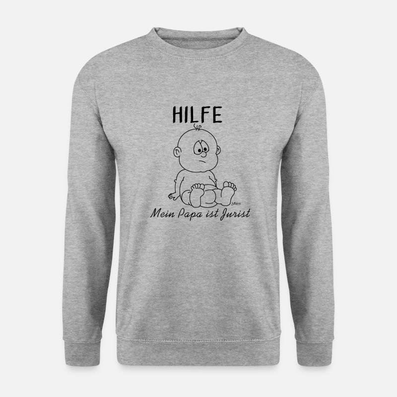 Hilfe, mein Papa ist Jurist - Unisex Pullover - Weißgrau meliert