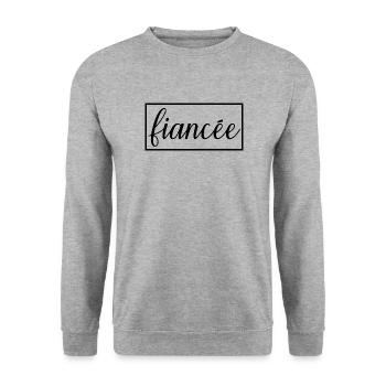 Verlobte passende Verlobung Hochzeit Flitterwochen - Unisex Pullover - Weißgrau meliert - Vorne - Alina (178cm) & Michal (187cm)