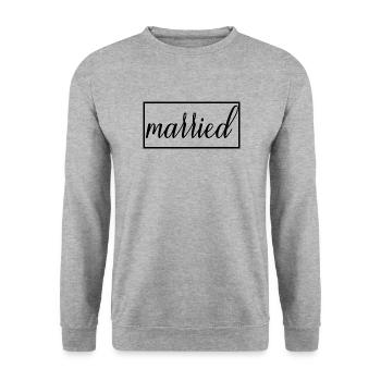 Couple marié assorti Hommes & Femmes Jour de mariage - Sweat-shirt Unisexe - gris chiné - Devant - Alina (178cm) & Michal (187cm)