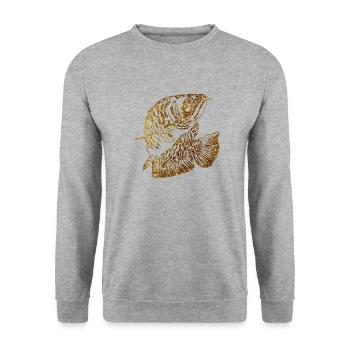 Arowana Fish Gold Graphic Fish Lover Fishing Gear - Unisex Sweatshirt - salt & pepper - Front - Alina (178cm) & Michal (187cm)
