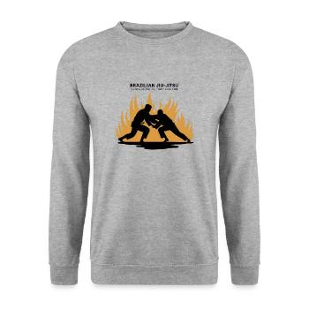 Le jiu-jitsu brésilien coule comme l’eauFight comme le feu - Sweat-shirt Unisexe - gris chiné - Devant - Alina (178cm) & Michal (187cm)