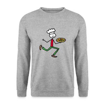 Pizzabäcker - Unisex Pullover - Weißgrau meliert - Vorne - Alina (178cm) & Michal (187cm)