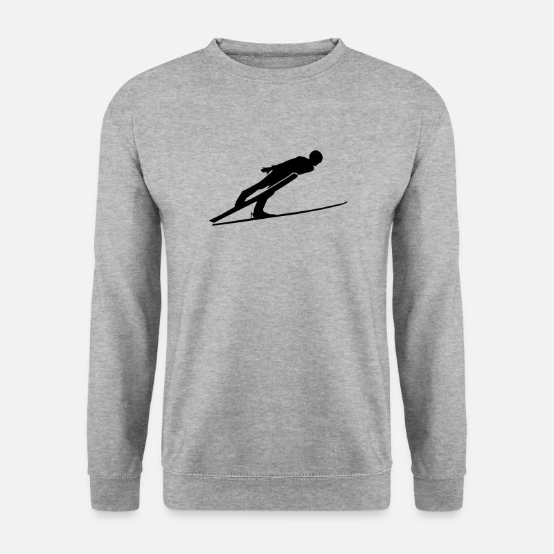 Ski Jumping - Unisex Pullover - Weißgrau meliert