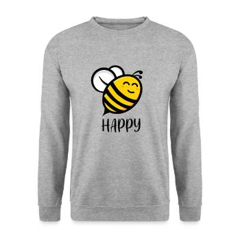 Abeille heureuse - Sweat-shirt Unisexe - gris chiné - Devant - Alina (178cm) & Michal (187cm)
