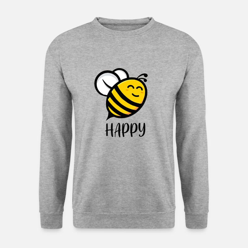 Biene glücklich - Unisex Pullover - Weißgrau meliert
