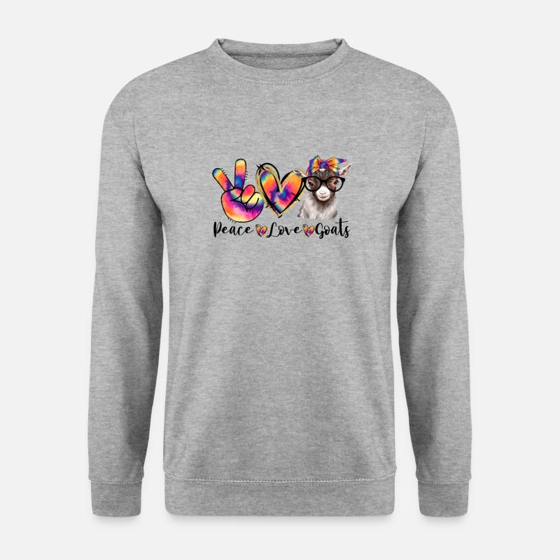Frieden Liebe Ziegen - Unisex Pullover - Weißgrau meliert