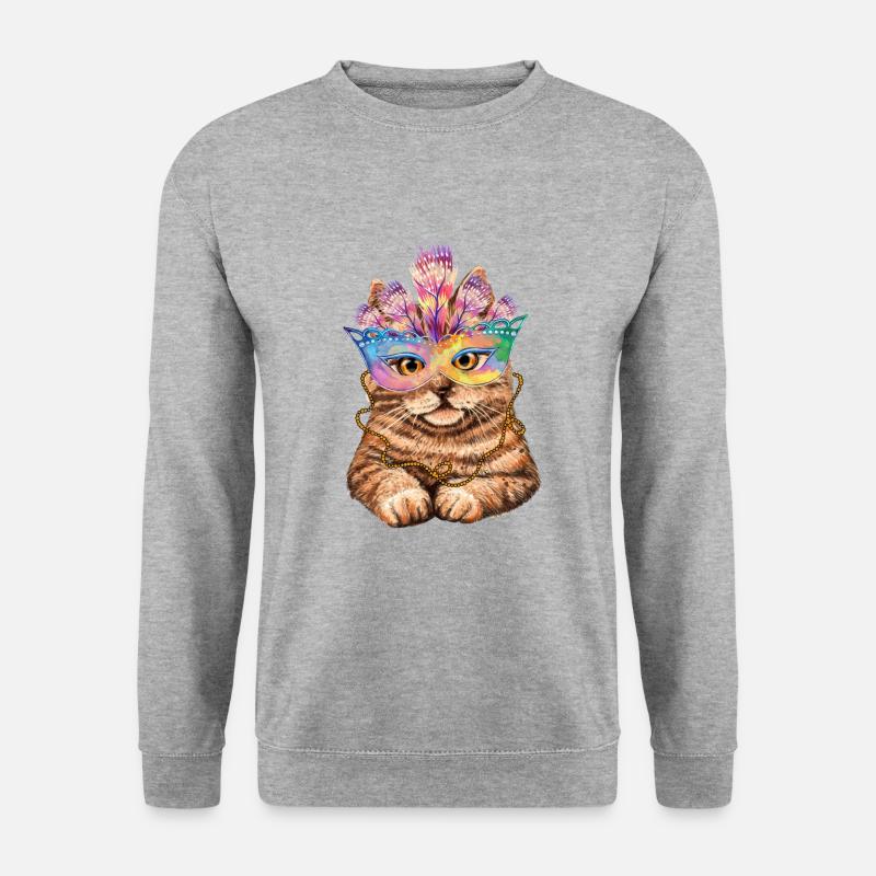 Karneval Katze - Unisex Pullover - Weißgrau meliert
