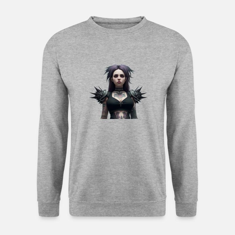Gothic-Mädchen - Unisex Pullover - Weißgrau meliert