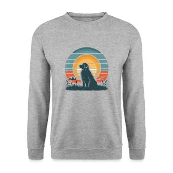 Lumière Golden Retriever Vintage Sunset - Sweat-shirt Unisexe - gris chiné - Devant - Alina (178cm) & Michal (187cm)