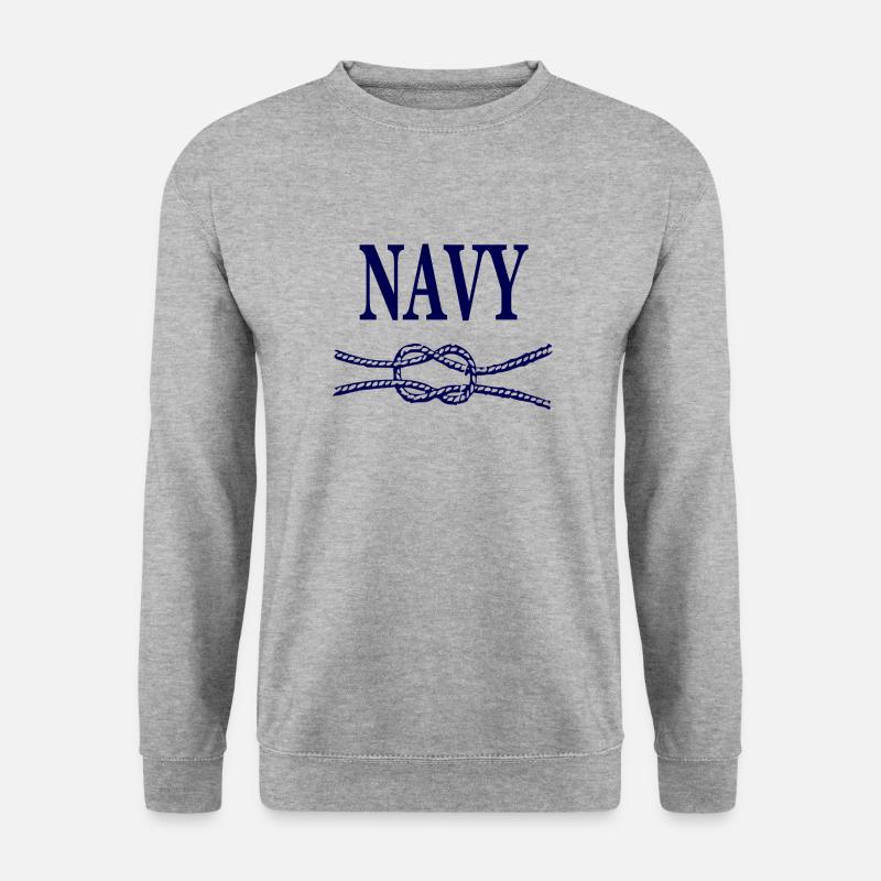 NAVY BLAUE SCHRIFT - Unisex Pullover - Weißgrau meliert