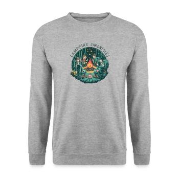 Lagerfeuer-Chroniken - Unisex Pullover - Weißgrau meliert - Vorne - Alina (178cm) & Michal (187cm)