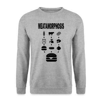 MEATAMORPHOSIS – Burger BBQ Shirt - Unisex Sweatshirt - salt & pepper - Front - Alina (178cm) & Michal (187cm)