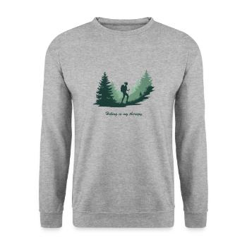 Hiking is My Therapy – Nature & Forest - Unisex Sweatshirt - salt & pepper - Front - Alina (178cm) & Michal (187cm)
