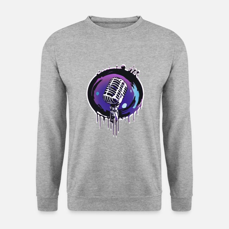 Mikrofon - Unisex Pullover - Weißgrau meliert