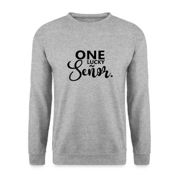 One Lucky Señor Wedding Husband To Be Groom - Unisex Sweatshirt - salt & pepper - Front - Alina (178cm) & Michal (187cm)