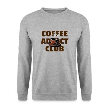 Coffee Addict Club - Lustiges Kaffee-Design - Unisex Pullover - Weißgrau meliert - Vorne - Alina (178cm) & Michal (187cm)