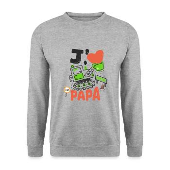J'aime mon papa cadeau père et fils fille - Sweat-shirt Unisexe - gris chiné - Devant - Alina (178cm) & Michal (187cm)