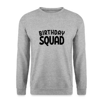 Birthday Squad Matching Group Birthday Party Gift - Unisex Sweatshirt - salt & pepper - Front - Alina (178cm) & Michal (187cm)