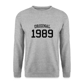 Original 1989 35. Geburtstag Männer Frauen 35 Jahre alt - Unisex Pullover - Weißgrau meliert - Vorne - Alina (178cm) & Michal (187cm)