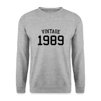 Jahrgang 1989, 35. Geburtstag Männer Frauen 35 Jahre alt - Unisex Pullover - Weißgrau meliert - Vorne - Alina (178cm) & Michal (187cm)