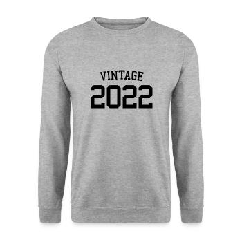 Jahrgang 2022 - 1 Jahr alt, 1. Geburtstag Kinder - Unisex Pullover - Weißgrau meliert - Vorne - Alina (178cm) & Michal (187cm)