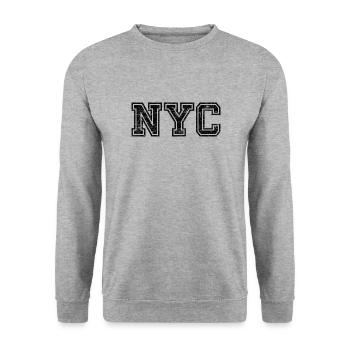 NYC New York City Traveler Souvenir Cadeau NYC Lover - Sweat-shirt Unisexe - gris chiné - Devant - Alina (178cm) & Michal (187cm)