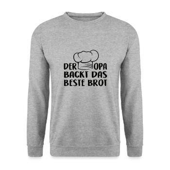 Opa backt das beste Brot - Unisex Pullover - Weißgrau meliert - Vorne - Alina (178cm) & Michal (187cm)
