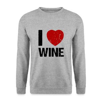 I love Wine Weinliebhaber Wein - Unisex Pullover - Weißgrau meliert - Vorne - Alina (178cm) & Michal (187cm)