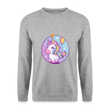 Unicorn Birthday Baby - Unisex Sweatshirt - salt & pepper - Front - Alina (178cm) & Michal (187cm)