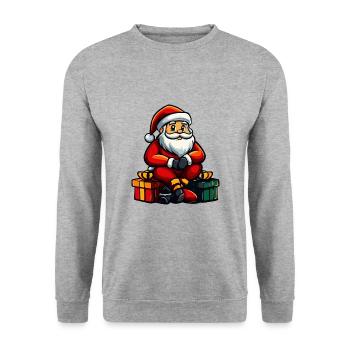 Weihnachtsmann Weihnachten Geschenke - Unisex Pullover - Weißgrau meliert - Vorne - Alina (178cm) & Michal (187cm)