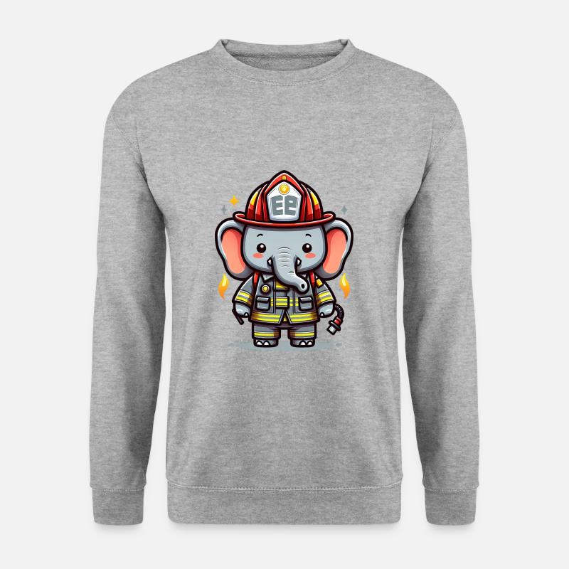 Pompier éléphant mignon - Sweat-shirt Unisexe - gris chiné