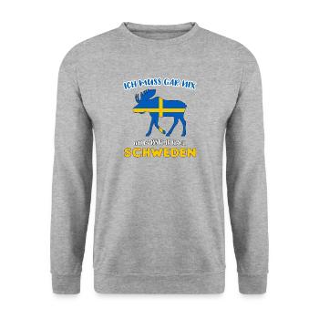 Ich muss gar nix ich muss nur nach Schweden - Unisex Pullover - Weißgrau meliert - Vorne - Alina (178cm) & Michal (187cm)