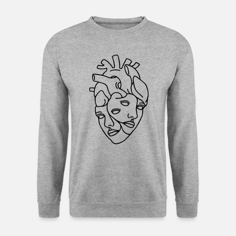 Herz - Unisex Pullover - Weißgrau meliert