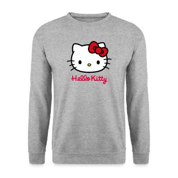 Hello Kitty Classique Avec Lettrage Hello Kitty - Sweat-shirt Unisexe - gris chiné - Devant - Alina (178cm) & Michal (187cm)