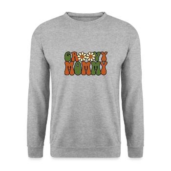Retro Groovy Mommy Matching Family Baby Shower - Sweat-shirt Unisexe - gris chiné - Devant - Alina (178cm) & Michal (187cm)