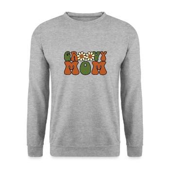 Retro Groovy Mom Matching Family Baby Shower - Sweat-shirt Unisexe - gris chiné - Devant - Alina (178cm) & Michal (187cm)