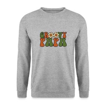 Retro Groovy Papa Matching Family Baby Shower - Sweat-shirt Unisexe - gris chiné - Devant - Alina (178cm) & Michal (187cm)