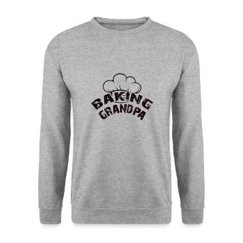 Der backende Großvater - Opa backt Brot - Unisex Pullover - Weißgrau meliert - Vorne - Alina (178cm) & Michal (187cm)