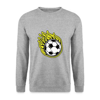 Fussball Flamme Feuer - Unisex Pullover - Weißgrau meliert - Vorne - Alina (178cm) & Michal (187cm)