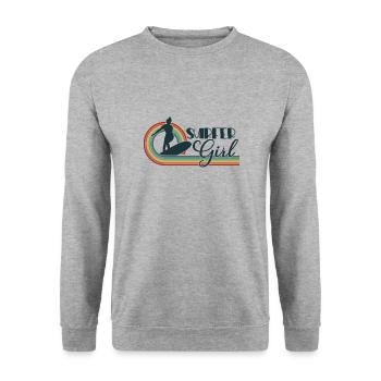 Retro Surfer Girl Surfboarder Surfen Surfen Surfen - Unisex Pullover - Weißgrau meliert - Vorne - Alina (178cm) & Michal (187cm)
