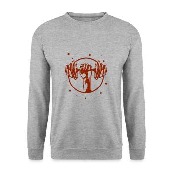 Bodybuilding - Gewichtheben - Fitness - Workout - Unisex Pullover - Weißgrau meliert - Vorne - Alina (178cm) & Michal (187cm)