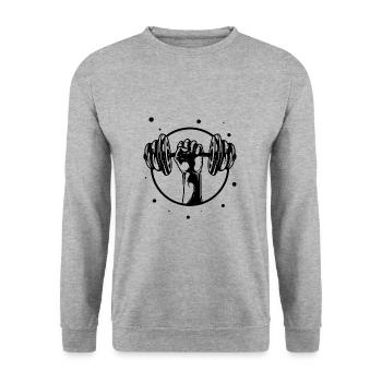 Bodybuilding - Gewichtheben Fitness Workout Gym - Unisex Pullover - Weißgrau meliert - Vorne - Alina (178cm) & Michal (187cm)