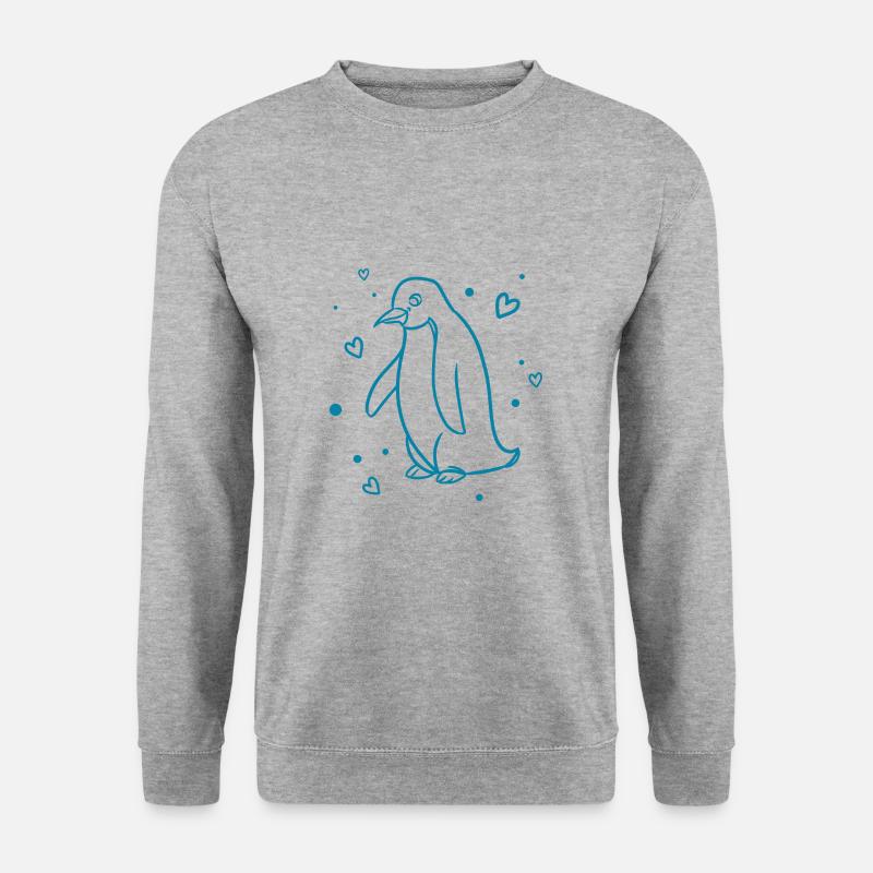 Pinguin - Zoo - Naturschutz - Unisex Pullover - Weißgrau meliert