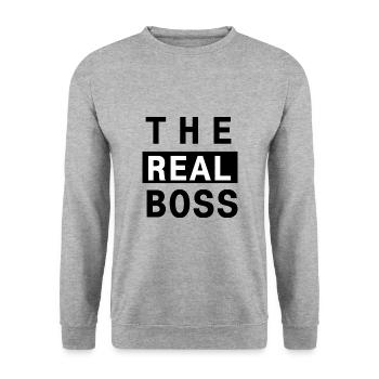 THE BOSS - Unisex Sweatshirt - salt & pepper - Front - Alina (178cm) & Michal (187cm)