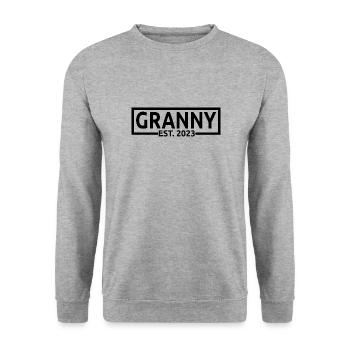 Granny Est. 2023, Grandma To Be, Pregnancy Reveal - Unisex Sweatshirt - salt & pepper - Front - Alina (178cm) & Michal (187cm)