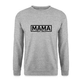 Mama Est. 2023, Mom To Be, Schwangerschaft enthüllen - Unisex Pullover - Weißgrau meliert - Vorne - Alina (178cm) & Michal (187cm)