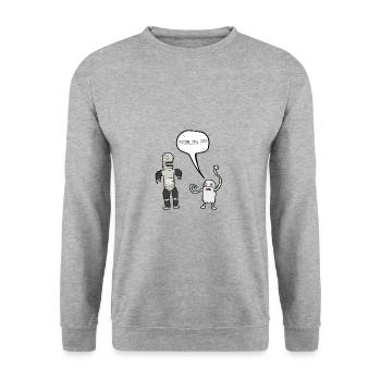 Roboter Problem? - Unisex Pullover - Weißgrau meliert - Vorne - Alina (178cm) & Michal (187cm)