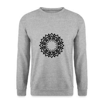 Symbol Geschenk Ornament Ethnic Spirit Art Orient - Unisex Pullover - Weißgrau meliert - Vorne - Alina (178cm) & Michal (187cm)