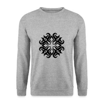 Symbol Geschenk Ornament Ethnic Spirit Art Orient - Unisex Pullover - Weißgrau meliert - Vorne - Alina (178cm) & Michal (187cm)