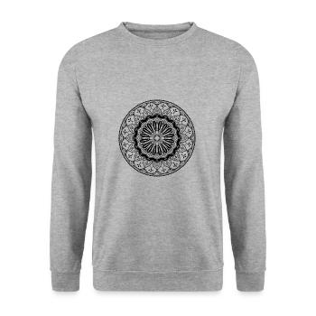 Symbol Geschenk Ornament Mandala Spirit Goa Orient - Unisex Pullover - Weißgrau meliert - Vorne - Alina (178cm) & Michal (187cm)